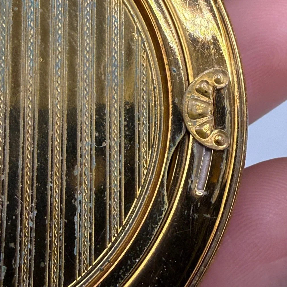 Vintage KIGU Compact Gold Tone Enamel Flower
